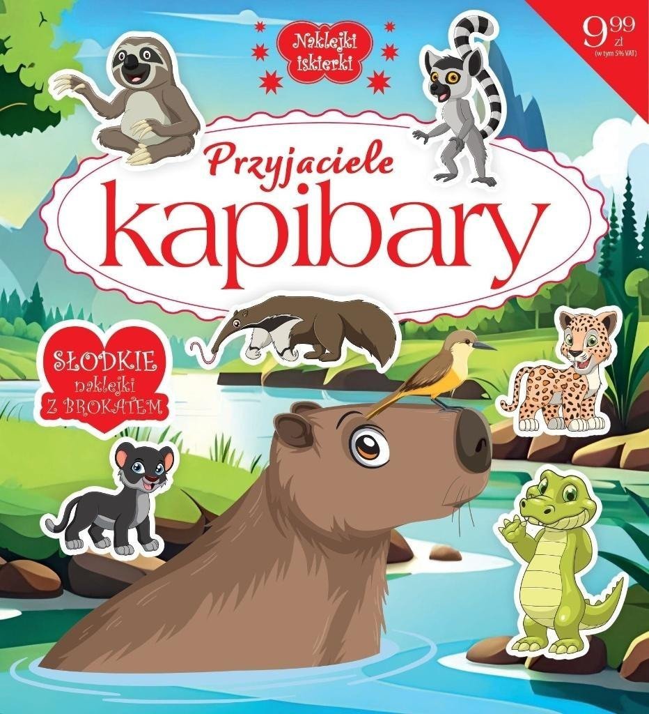 Naklejki iskierki z brokatem. Przyjaciele kapibary