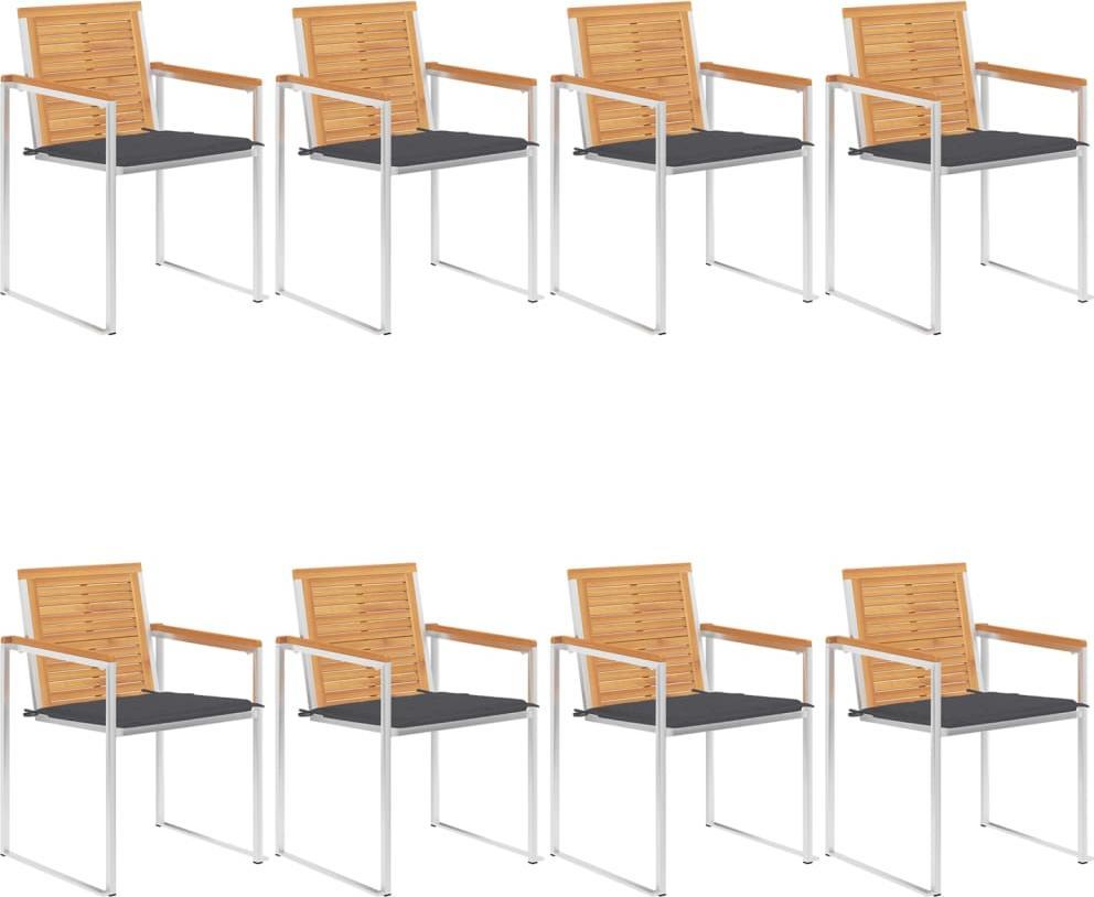 vidaXL vidaXL Krzesła ogrodowe z poduszkami, 8 szt., lite drewno tekowe