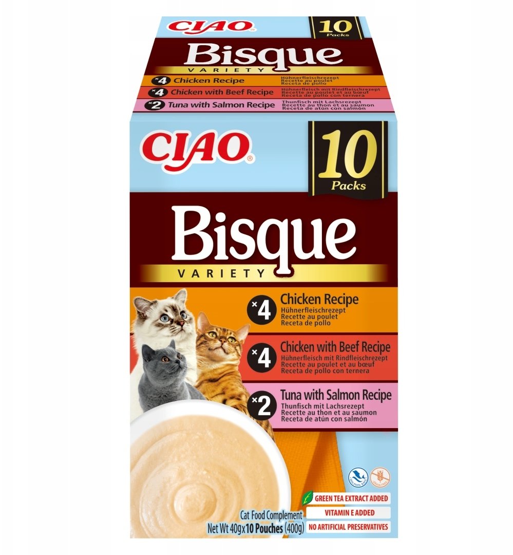 INABA CAT CIAO BISQUE CHICKEN,BEEF,FISH 10x40g