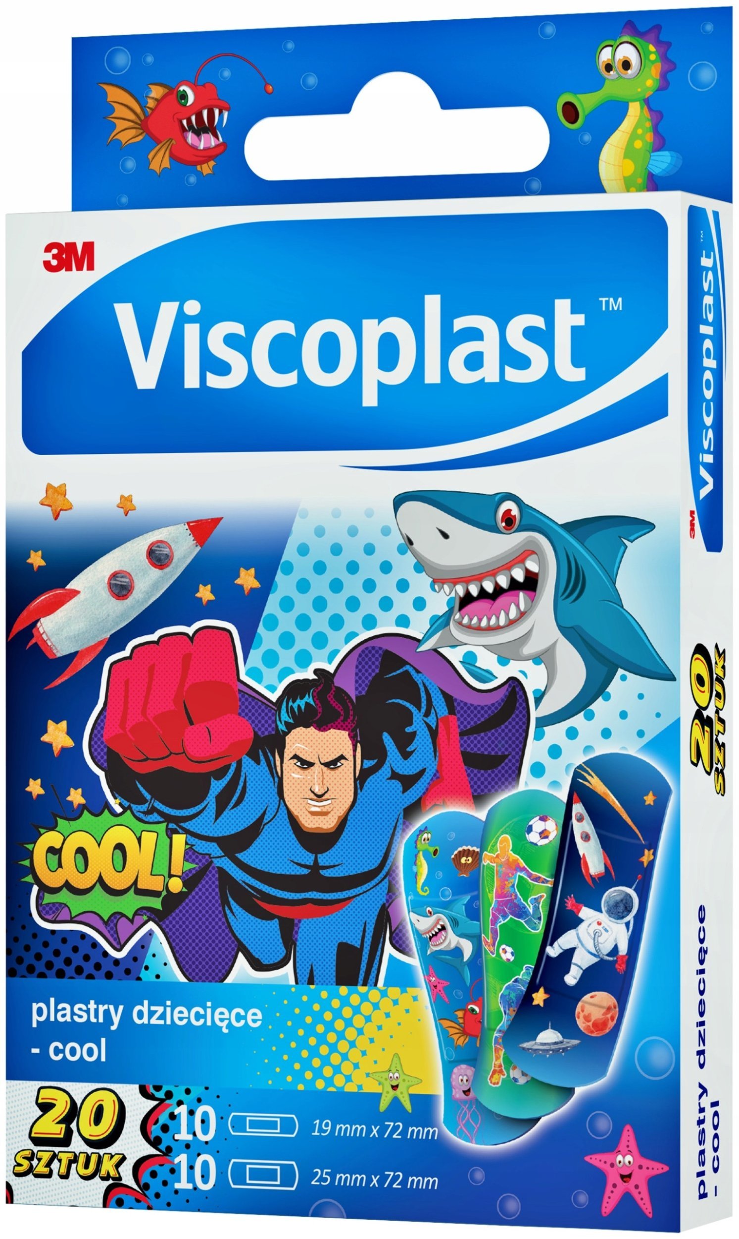 Plastry dziecięce VISCOPLAST Cool, 2 rozmiary, 20 szt., pudełko