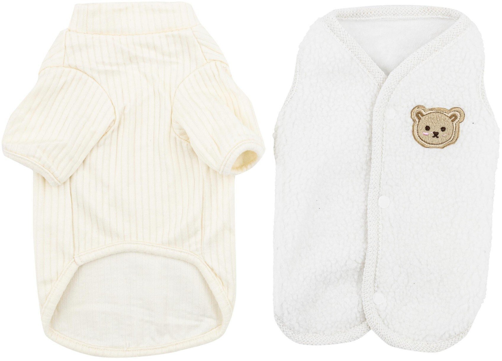 Zestaw, kamizelka z koszulką, dla psa, biała/ brąz, poliester/bawełna, rozmiar M