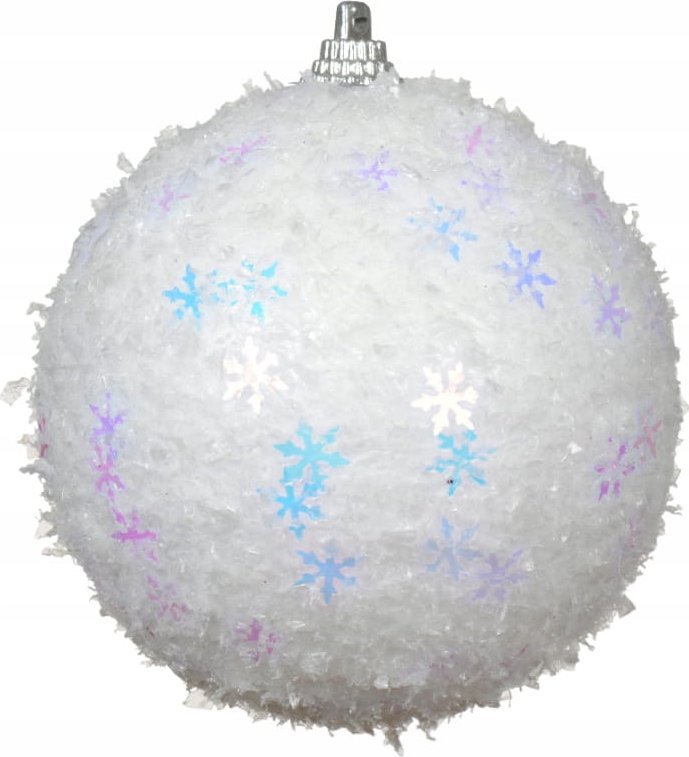Kaemingk Piankowa bombka choinkowa świąteczna 8cm Biała z błyszczącymi śnieżynkami