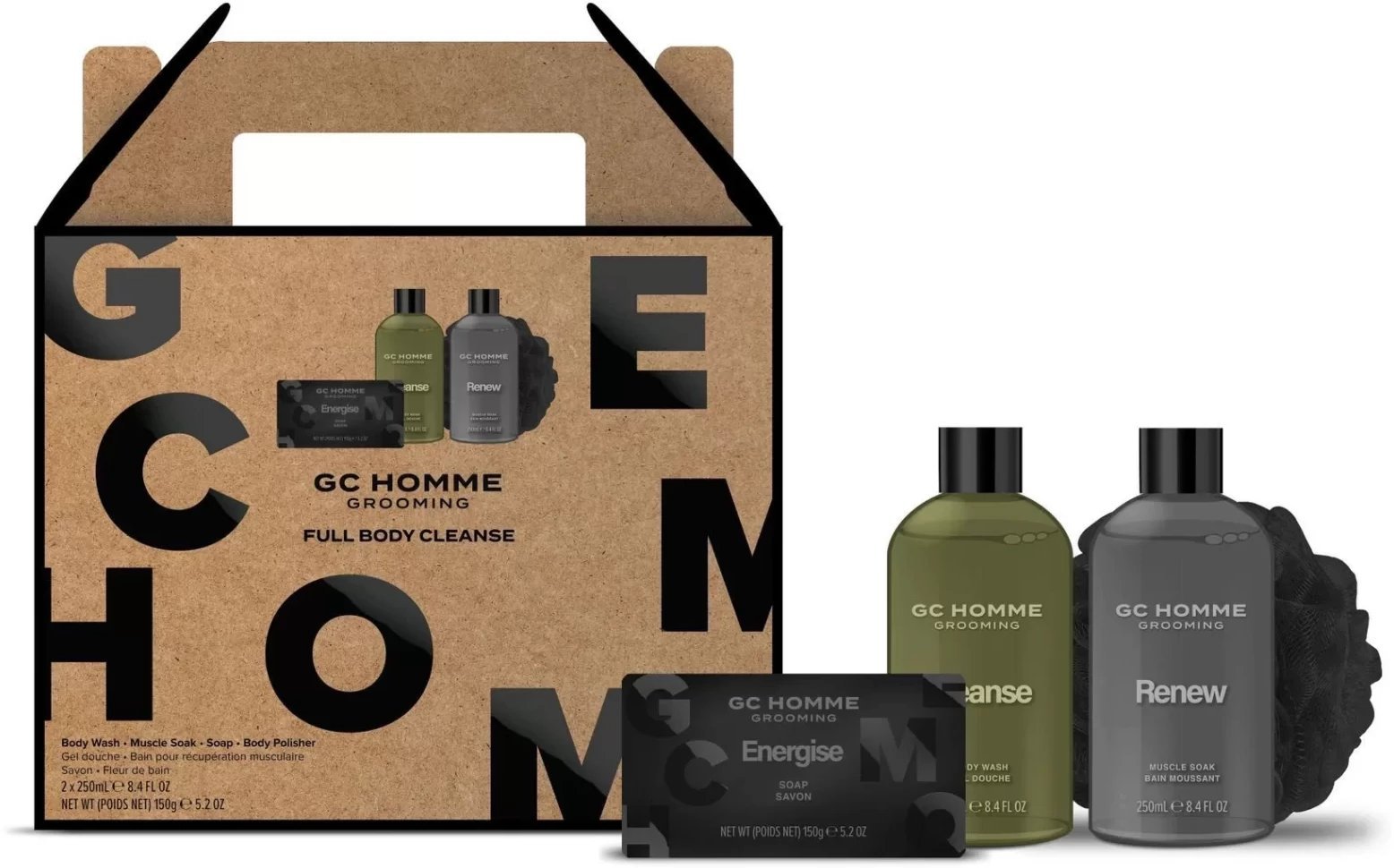 Grace Cole Homme Groomong Full Body Cleanse Set ( Mandarinka, Bergamot & Rozmarýn ) - Dárková sada tělové péče