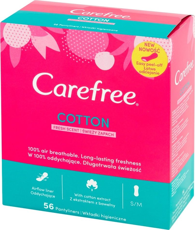 Carefree Carefree Cotton Wkładki higieniczne Fresh Scent - świeży zapach 1op.-56szt