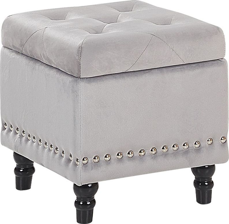 Beliani Puf ze schowkiem welurowy jasnoszary LORETTO