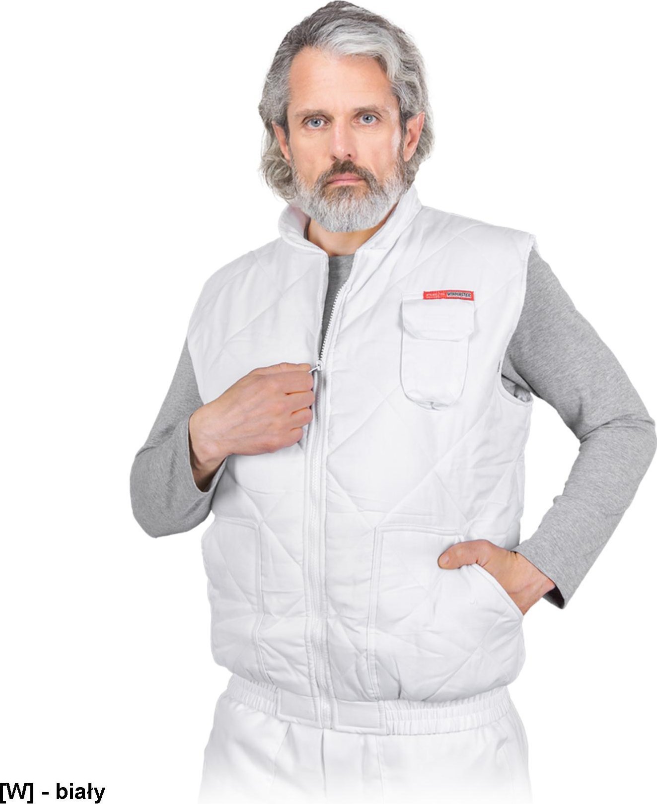 R.E.I.S. VMO-WHITE - bezrękawnik ocieplany pikowany, powłoka 65% poliester, 35% bawełna, 220 g/m2, podszewka 100% poliester tafta 190T 2XL