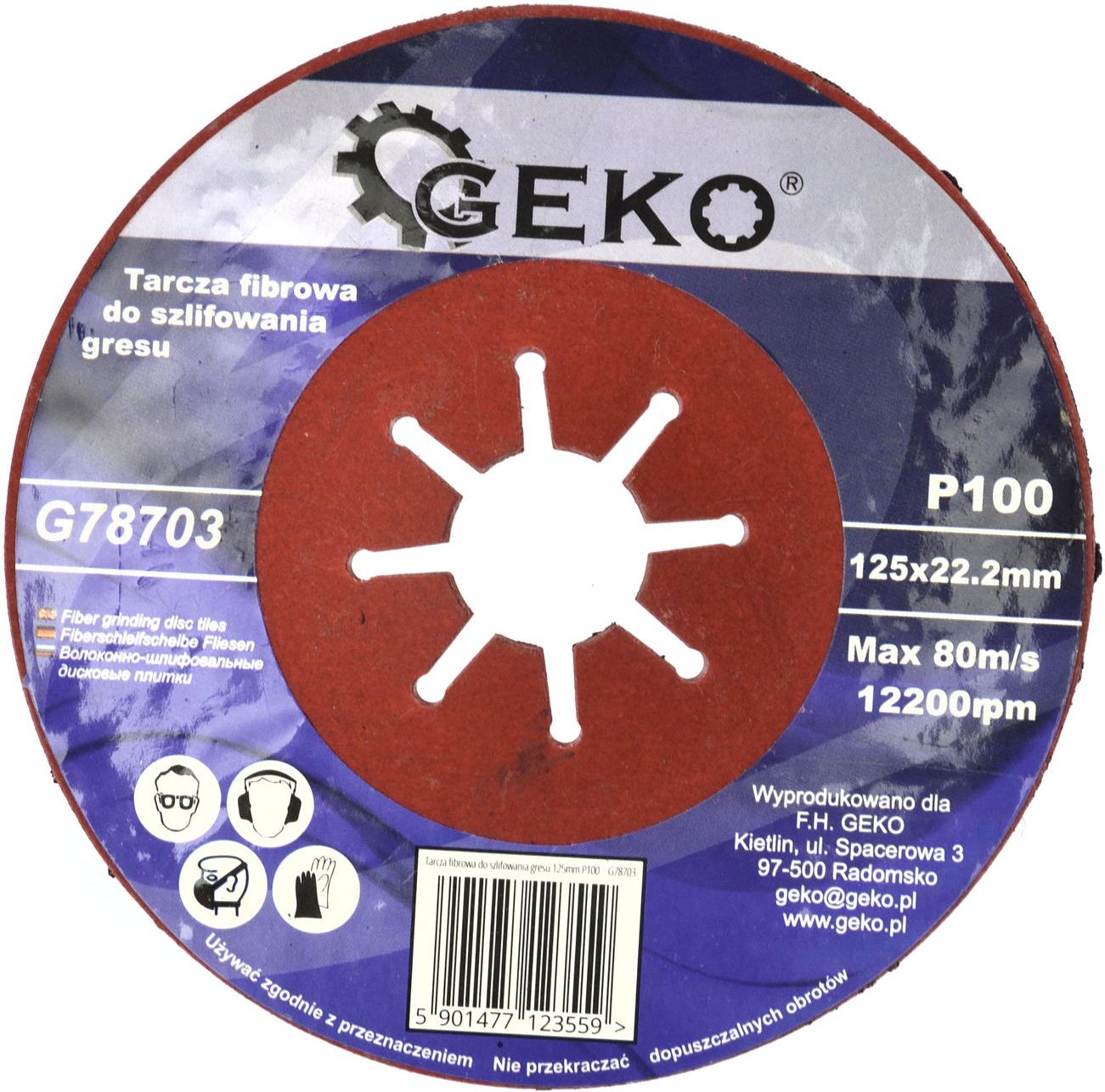 Geko tarcza fibrowa do szlifowania gresu 125mm P100 (G78703)