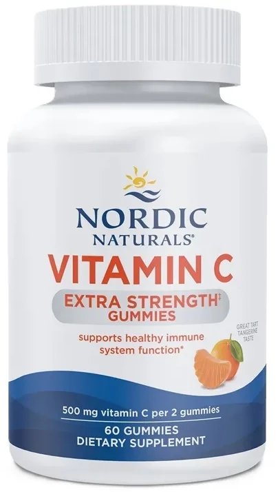 Nordic Naturals - Witamina C Ekstra Moc, Mandarynka, 60 żelek