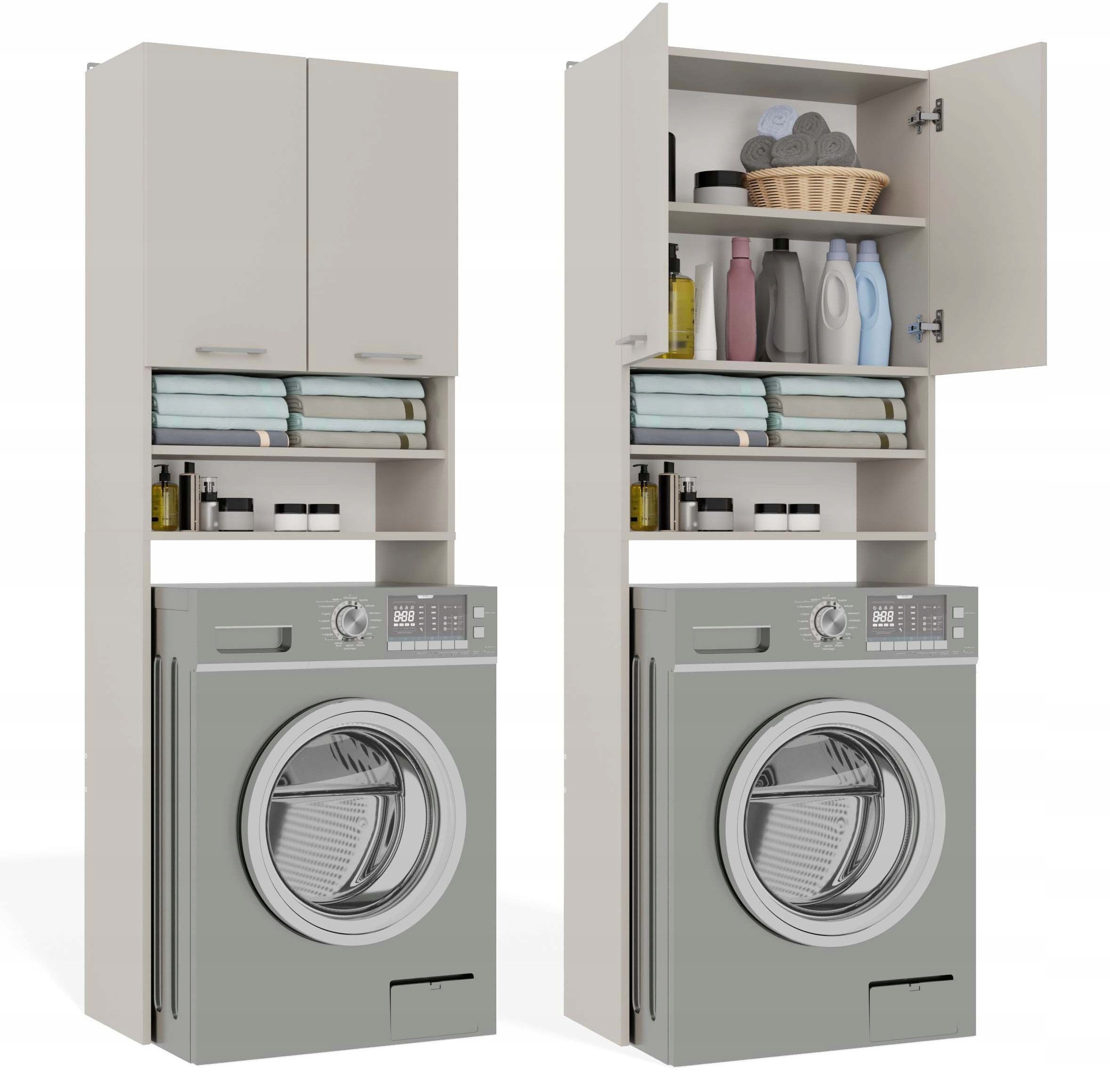 Szafka Łazienkowa na Pralkę POLA DK KASZMIR BEŻ Regał Słupek 180X64X30