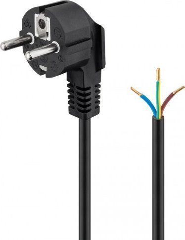 Kabel zasilający Goobay Kabel ochronny stykowy kątowy do montażu, 1,5 m, czarny - Długość kabla 1.5 m
