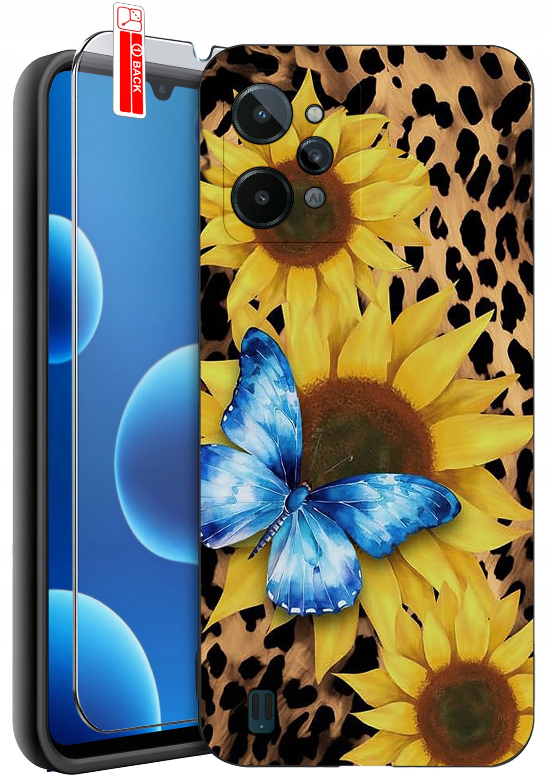 ETUI do Realme C31| WZORY | SILIKONOWE MATT CASE + SZKŁO 9H