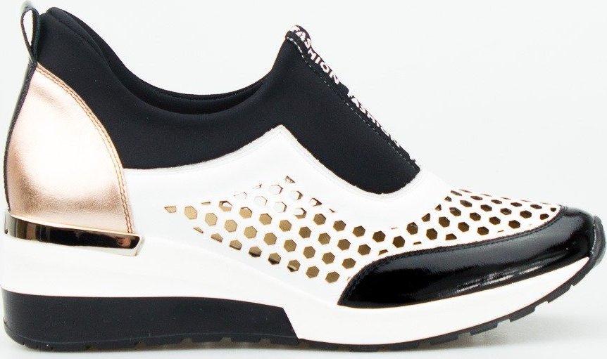 AGA Sneakersy ażurowe skórzane czarne Aga-38