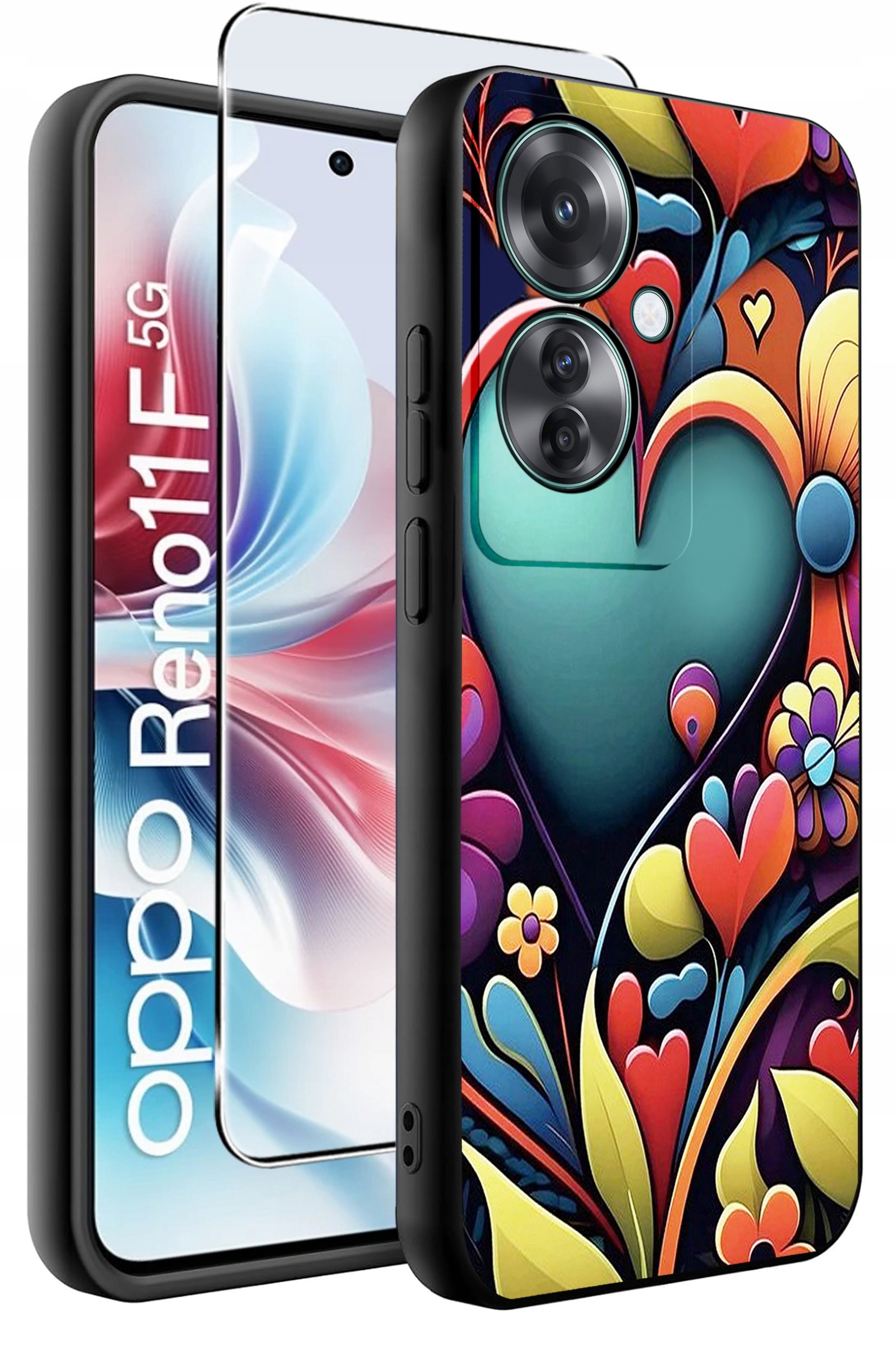 ETUI do Oppo Reno11 F 5G WZORY | SILIKONOWE MATT CASE + SZKŁO HARTOWANE 9H