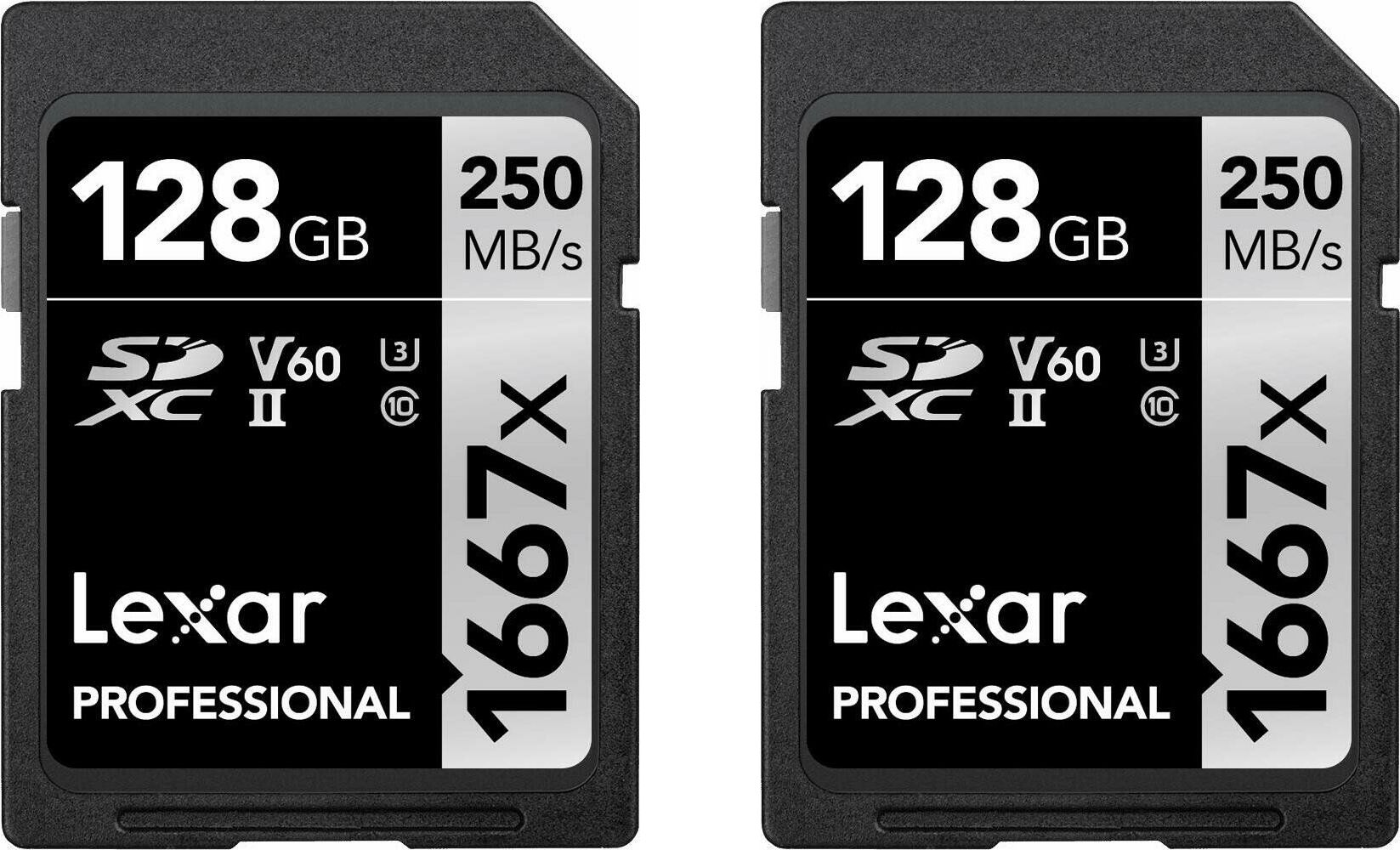 Karta Lexar Professional 1667x (2 szt.) SDXC 128 GB Class 10 UHS-II/U3 V60 (LSD1667128G-B2NNG)