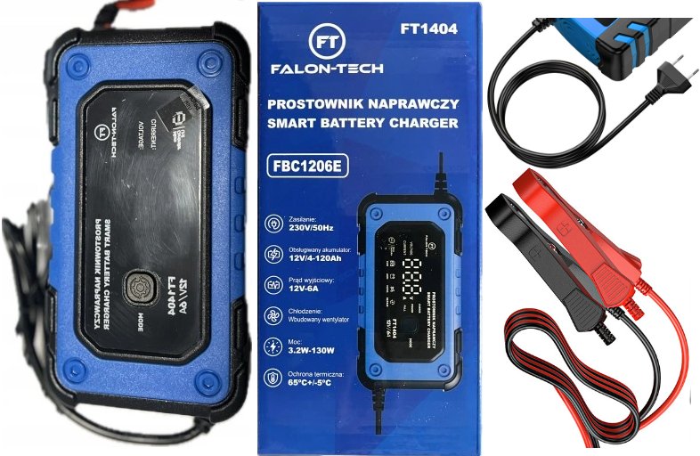 Falon-Tech Prostownik do akumulatora z funkcją naprawy 12V-6A
