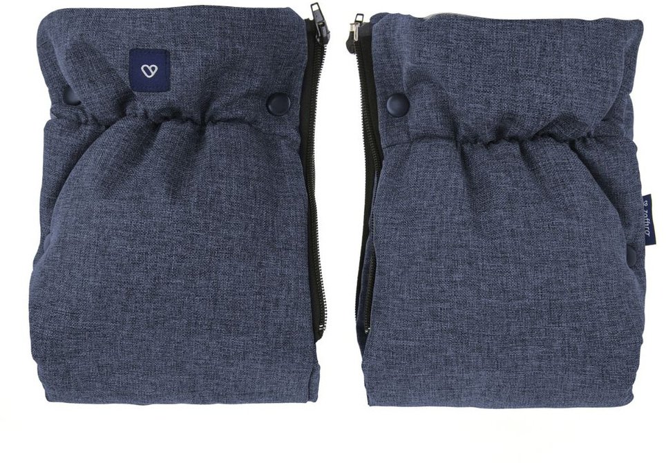 Zaffiro - Mufki do wózka dwuczęściowe Beżowa Wełna Premium/Melanż Navy Blue U