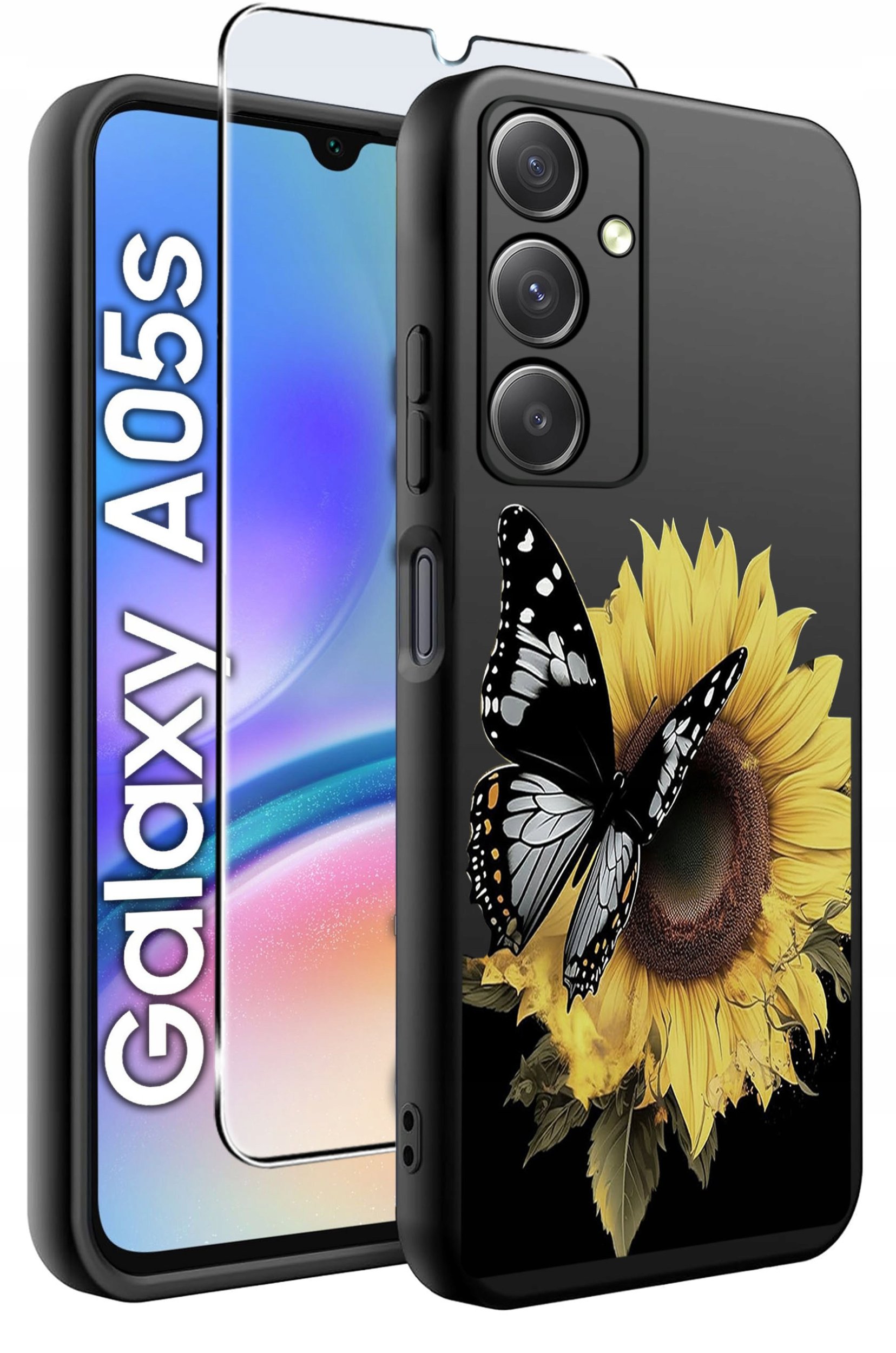 ETUI do Samsung A05s WZORY | SILIKONOWE MATT CASE + SZKŁO 9H