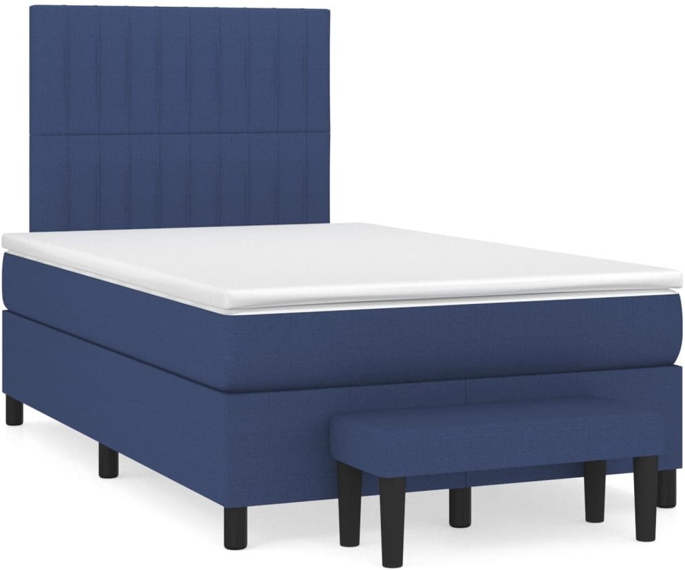 vidaXL Łóżko kontynentalne z materacem, niebieskie, 120x190cm, tkanina