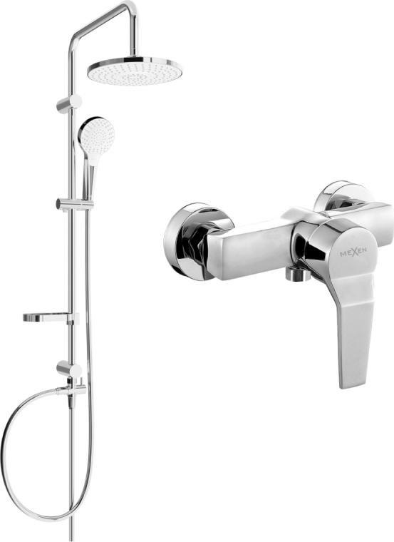 Zestaw prysznicowy Mexen Mexen Erik zestaw prysznicowy natynkowy z deszczownicą i baterią prysznicową Caro, chrom - 746640205-00