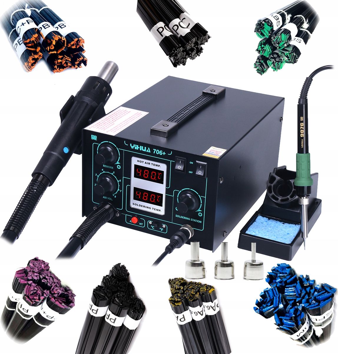 Techrebal Zestaw spawarka plastiku Yihua 706 + Spoiwa PLAST1