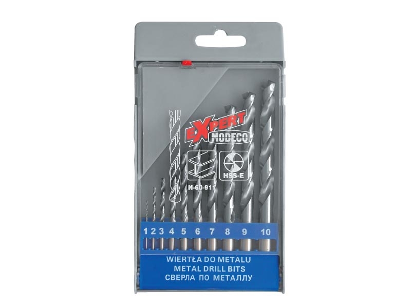 Wiertło Modeco do metalu HSS walcowe 2 7 4 5 1 3 6 10 8 9mm zestaw (MN-60-911)
