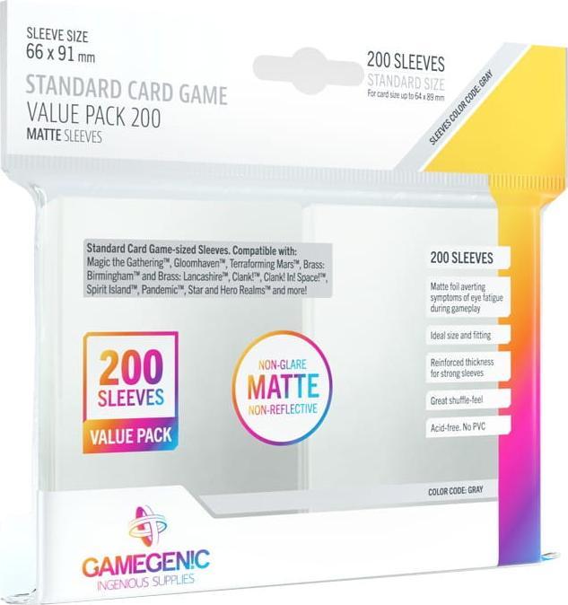 Gamegenic Gamegenic: Matte Value Sleeving Pack (66x91 mm) 200 sztuk