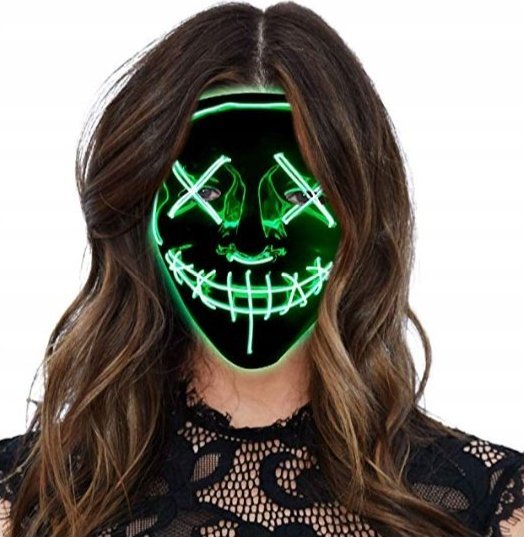 Korbi ŚWIECĄCA MASKA LED PURGE LEDOWA PRZEBRANIE ZIELONA