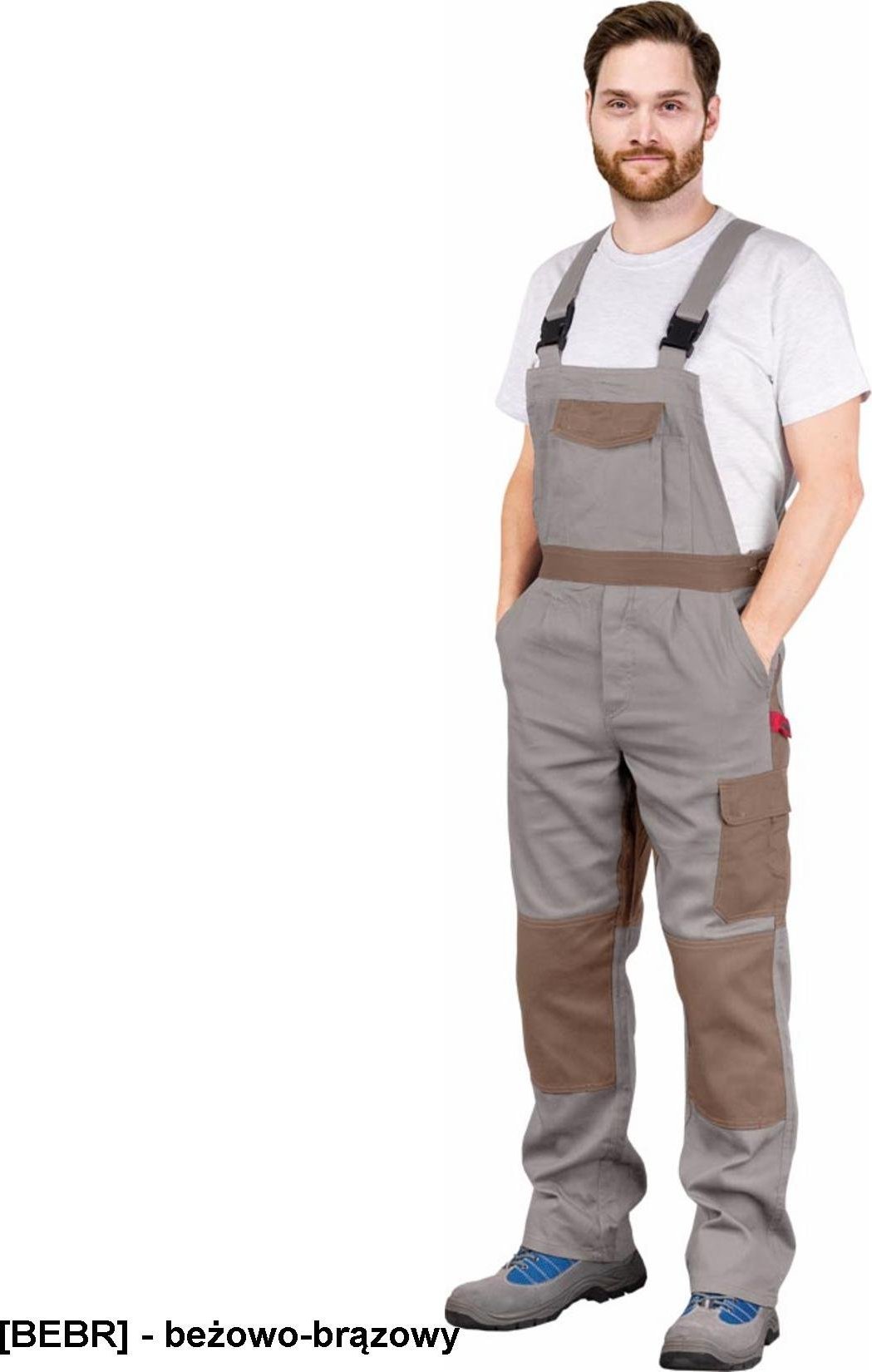 R.E.I.S. BOMULL-B - spodnie ochronne ogrodniczki 100% BAWEŁNY - beżowo-brązowy 46