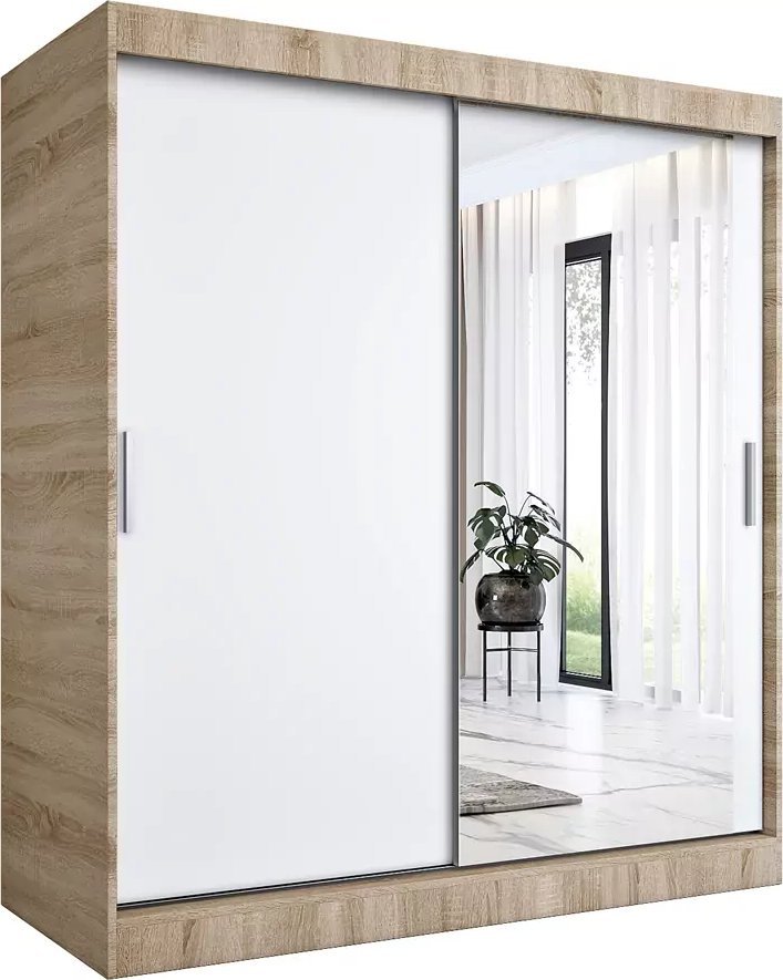Elior Szafa przesuwna dąb sonoma + biały 180 cm - Palmira 5X