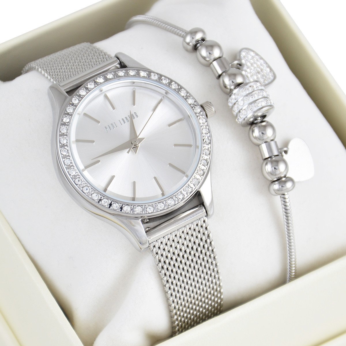 Zestaw Komunijny zegarek Paul Lorens VANESSA srebrny + bransoletka SS-042-S