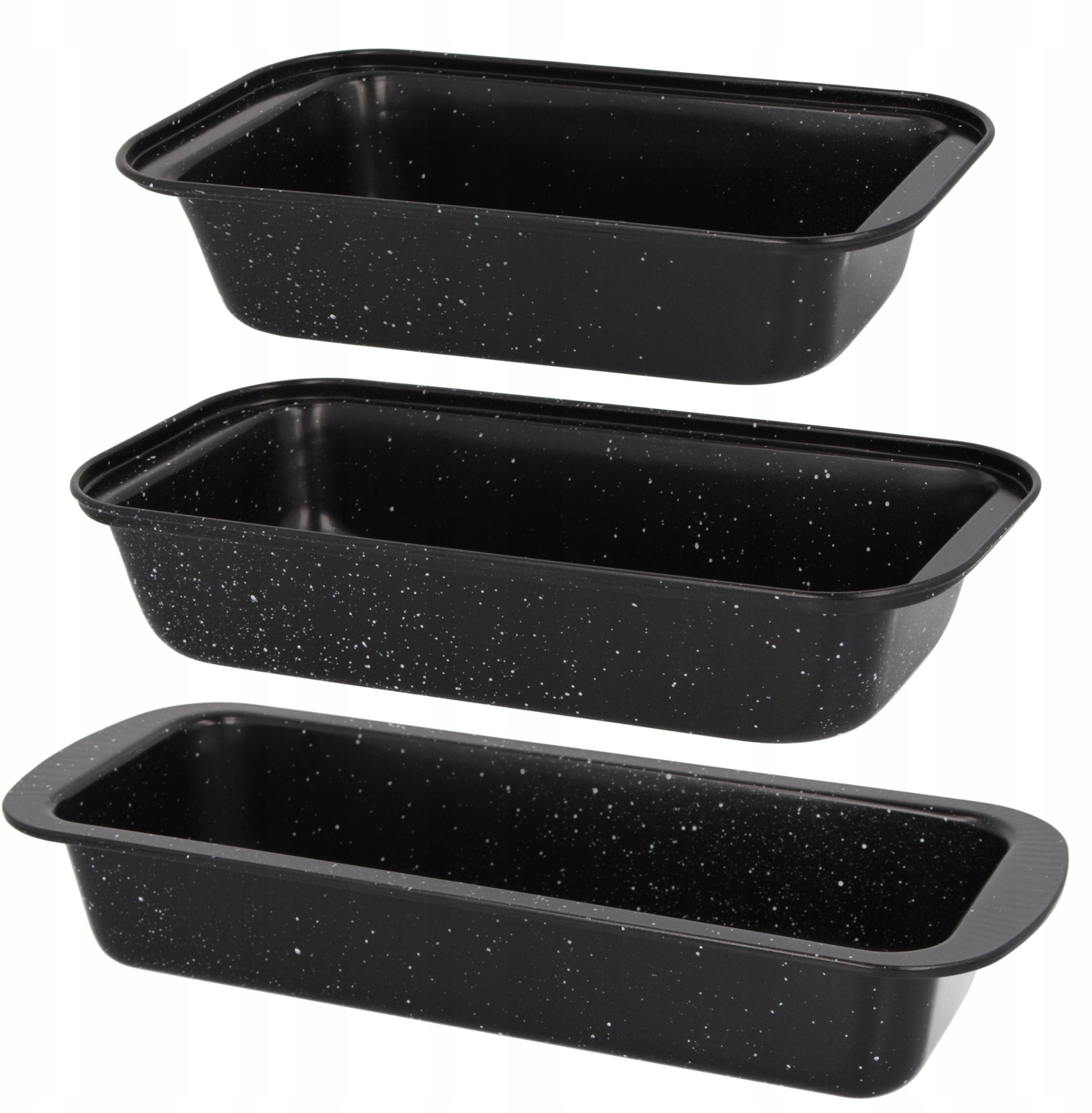 ZESTAW 3 BLACH DO PIECZENIA Z MARMURKOWĄ POWŁOKĄ 35/30/25 X13X6CM BRUNBESTE BB-2556