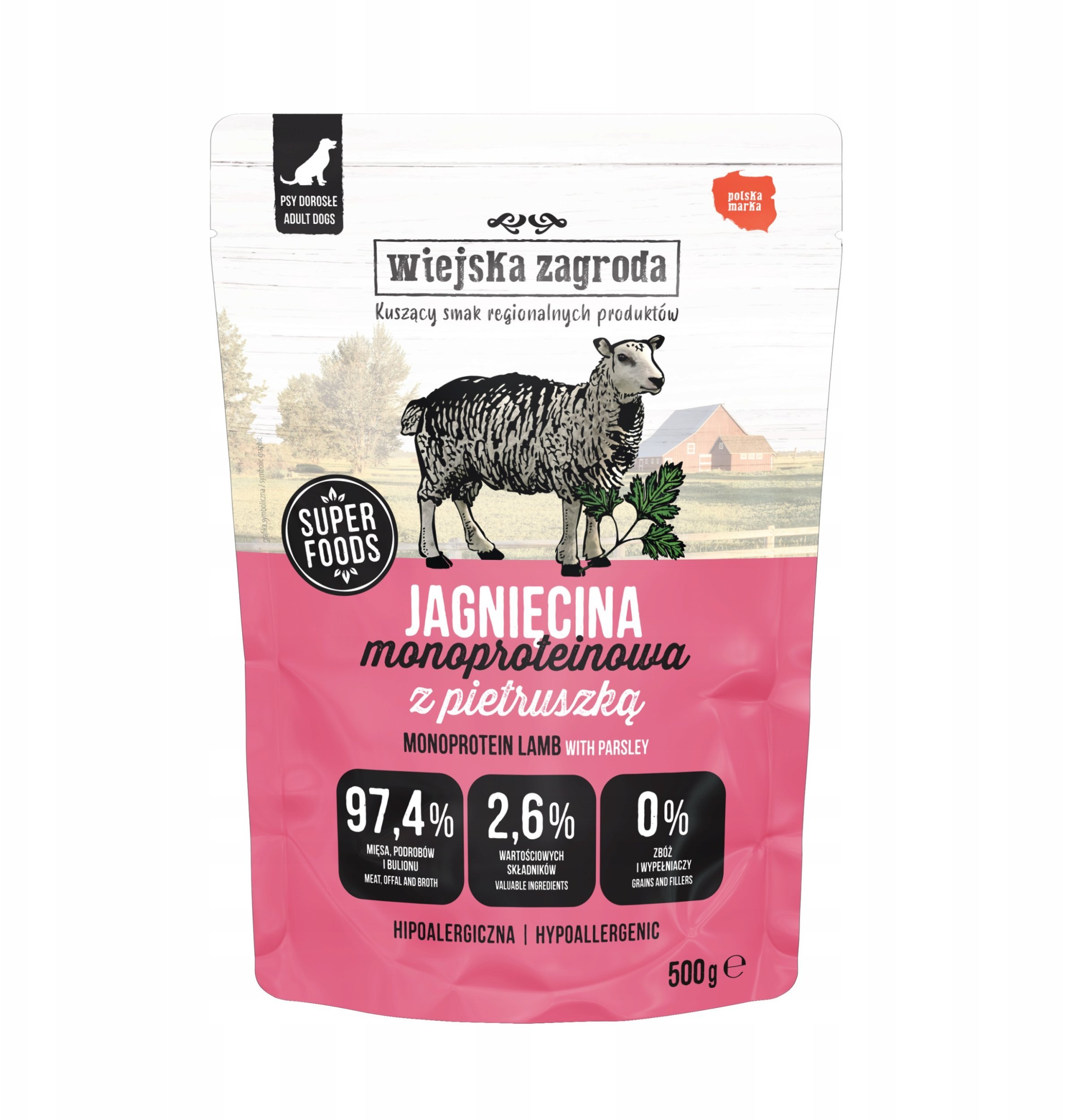 Wiejska Zagroda Monoproteinowa z jagnięciną 500g