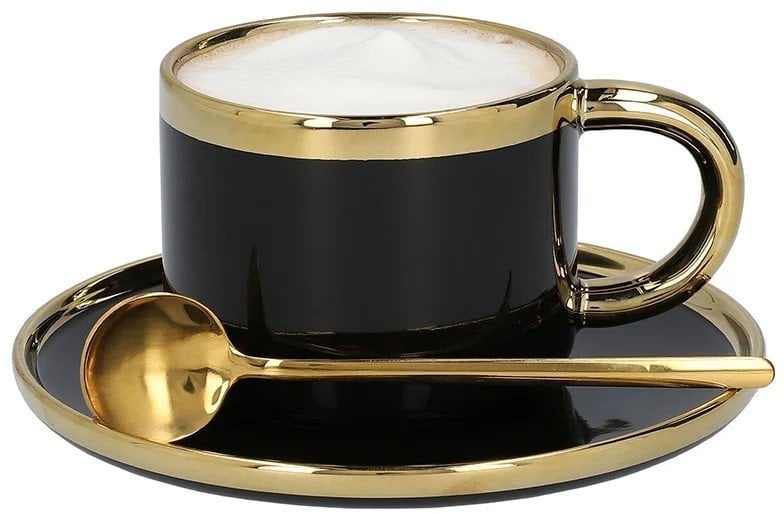 Cup with a saucer and spoon Homla SINNES Black, 200 ml