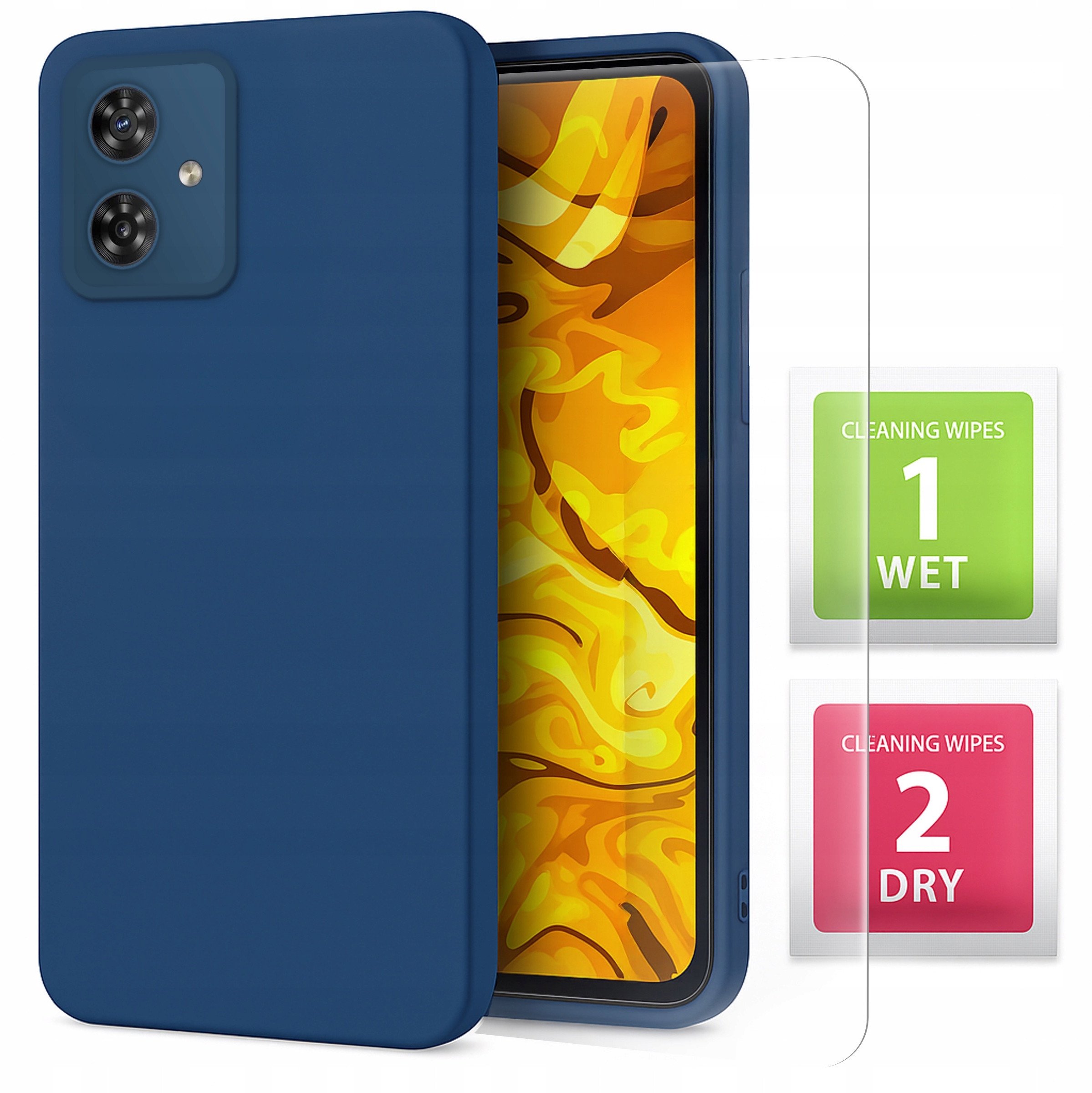Etui Do Motorola Moto G54 5G (Granatowe, Matowe, Silikonowe, Case) Szkło