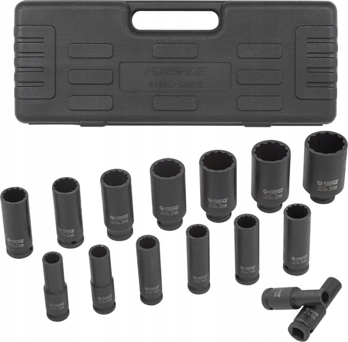 Zestaw nasadek udarowych głębokich 1/2" 15el. (12-kątnych) (10-36mm)