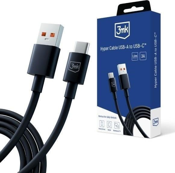 Kabel USB 3MK USB-A - USB-C 1.2 m Czarny (3M005894)