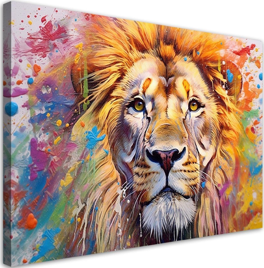 Feeby Obraz na płótnie, Lew Abstrakcja Akwarela AI - 100x70