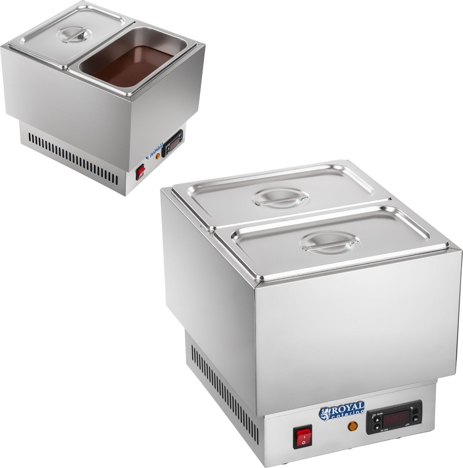 Royal Catering Podgrzewacz do czekolady i sosów suchy bemar + 2 GN z pokrywkami Podgrzewacz do czekolady i sosów suchy bemar + 2 GN z pokrywkami
