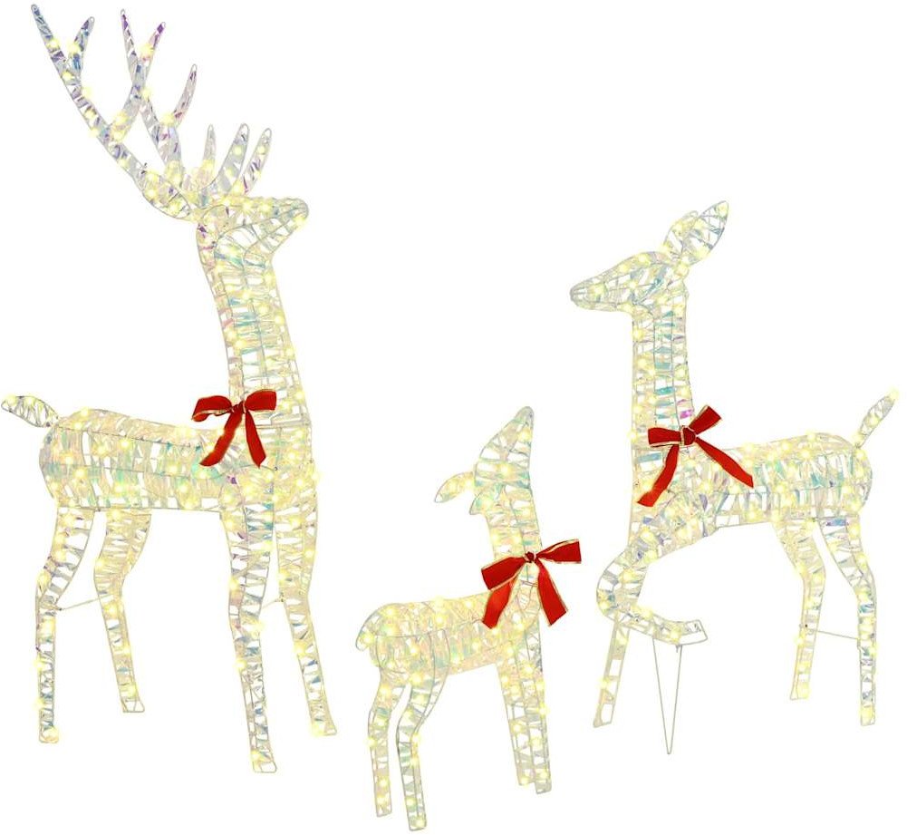 vidaXL Rodzina Reniferów 3 pcs Ciepła biel 67 x 26 x 127 cm PET