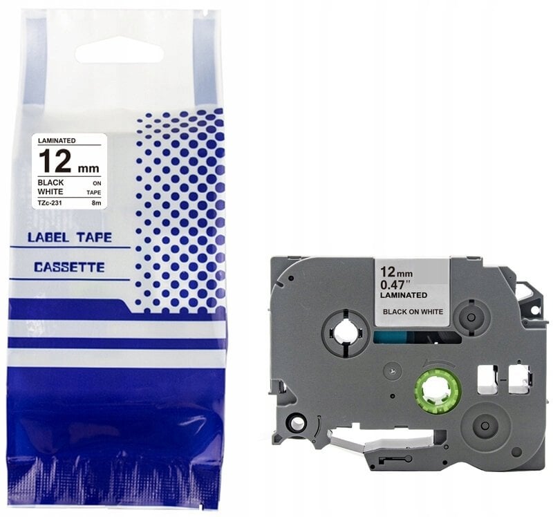Taśma BROTHER TZE-231 12mm x 8m czarny na białym zamiennik