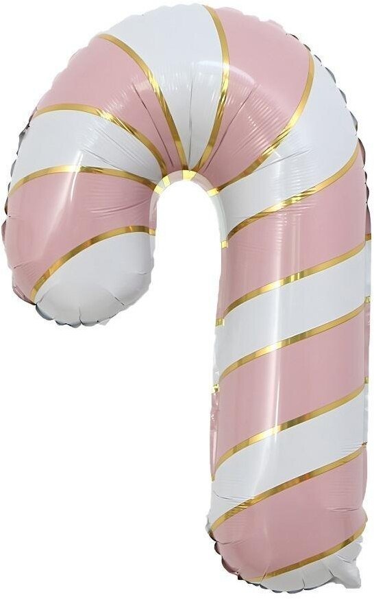 Balon foliowy Lizak świąteczny różowo-biały 38x6cm