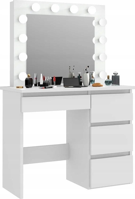 Funfit Toaletka kosmetyczna z lustrem LED biała