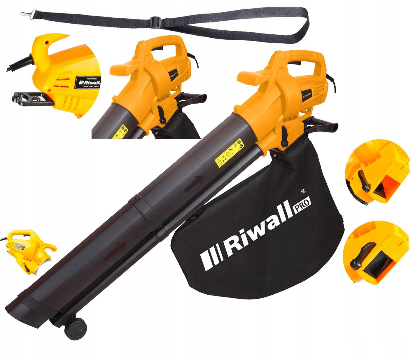 ELEKTRYCZNA DMUCHAWA ODKURZACZ LIŚCI 45L Riwall REBV3200E ROZDRABNIACZ