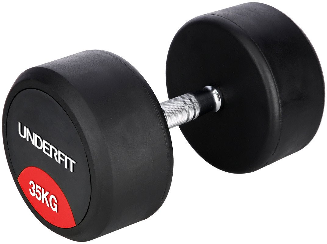 Hantla gumowana 35 kg UNDERFIT do ćwiczeń siłowych fitness