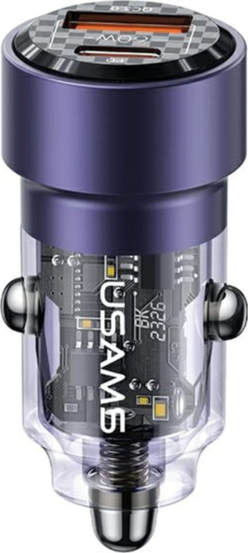Ładowarka Usams USAMS Ład. sam. C39 USB+USB-C 60W Fast Charge fioletowy/purple CC208CC02 (US-CC208)