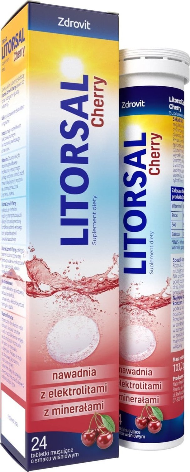 Zdrovit ZDROVIT Litorsal Cherry 24 tabletki musujące - smak wiśniowy