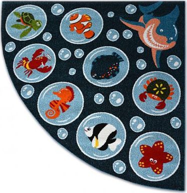 Dywany Łuszczów Dywan PAINT ćwierć koła G4778 - Ocean niebieski/krem, 200x200 cm