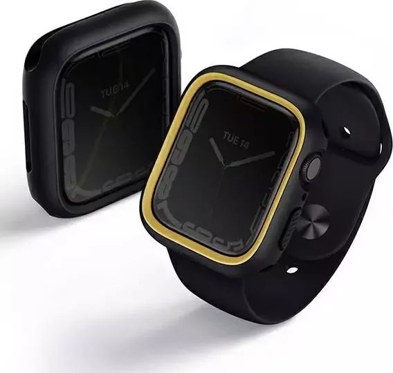 Uniq Etui ochronne UNIQ Moduo do Apple Watch Series 4/5/6/7/8/SE 44/45mm czarny-musztardowy/midnight-mustard