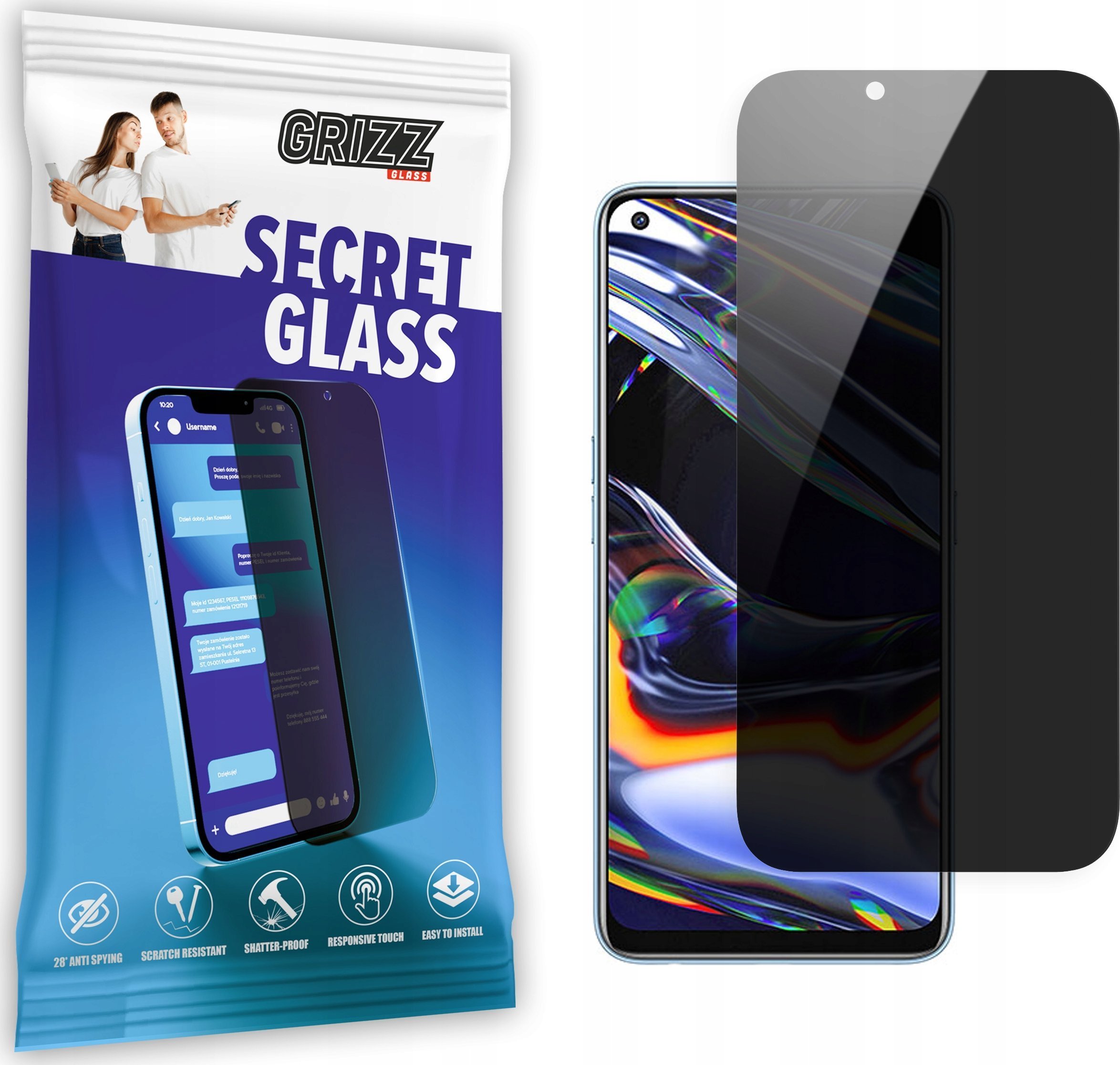 GrizzGlass Szkło prywatyzujące GrizzGlass SecretGlass Realme 8i