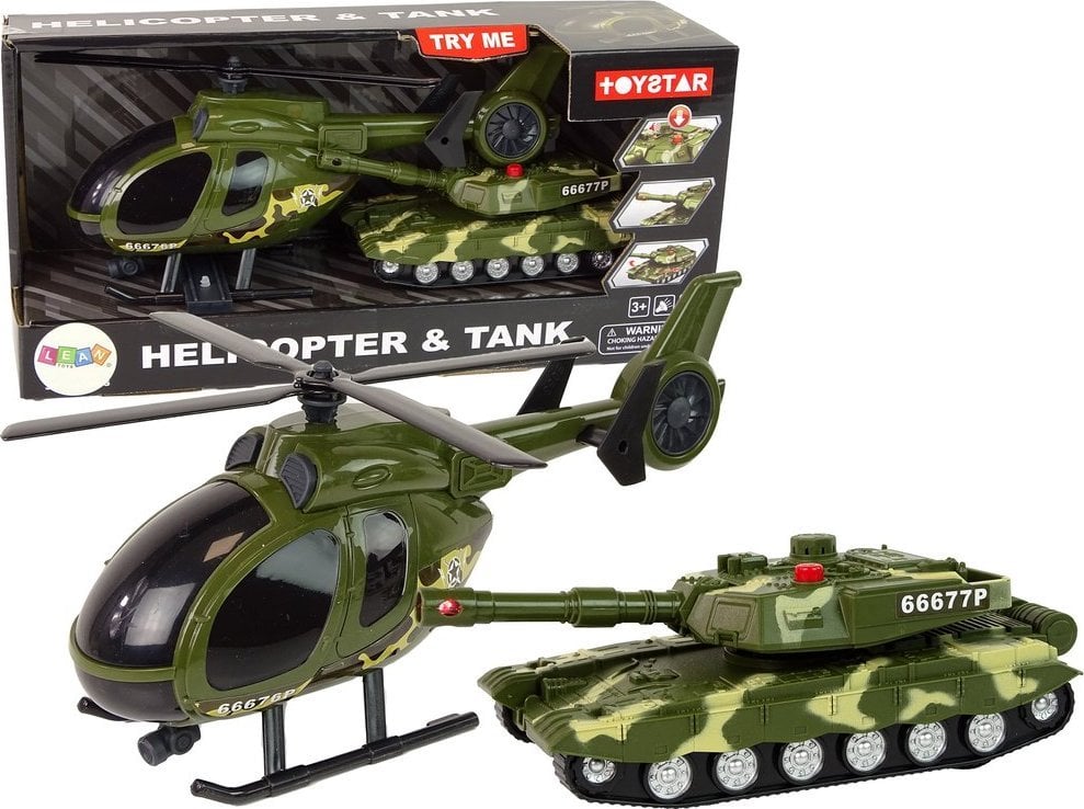 LeanToys Zestaw Militarny Czołg Napęd Frykcyjny Helikopter